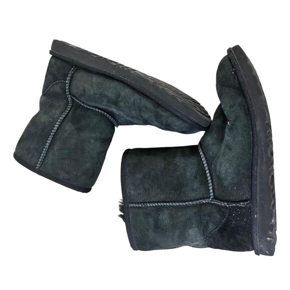 Women Black Ugg Mini Fur Boots Size 6 - Picture 4 of 5